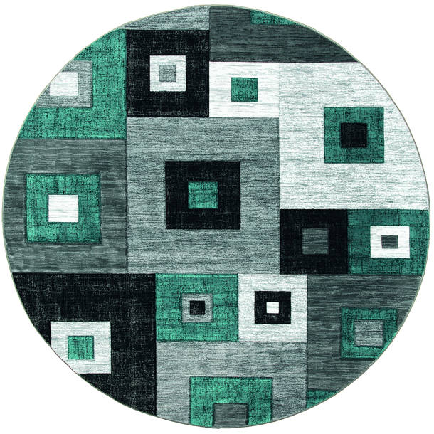Orren Ellis Zabala Performance Turquoise/Gray Rug & Reviews Wayfair